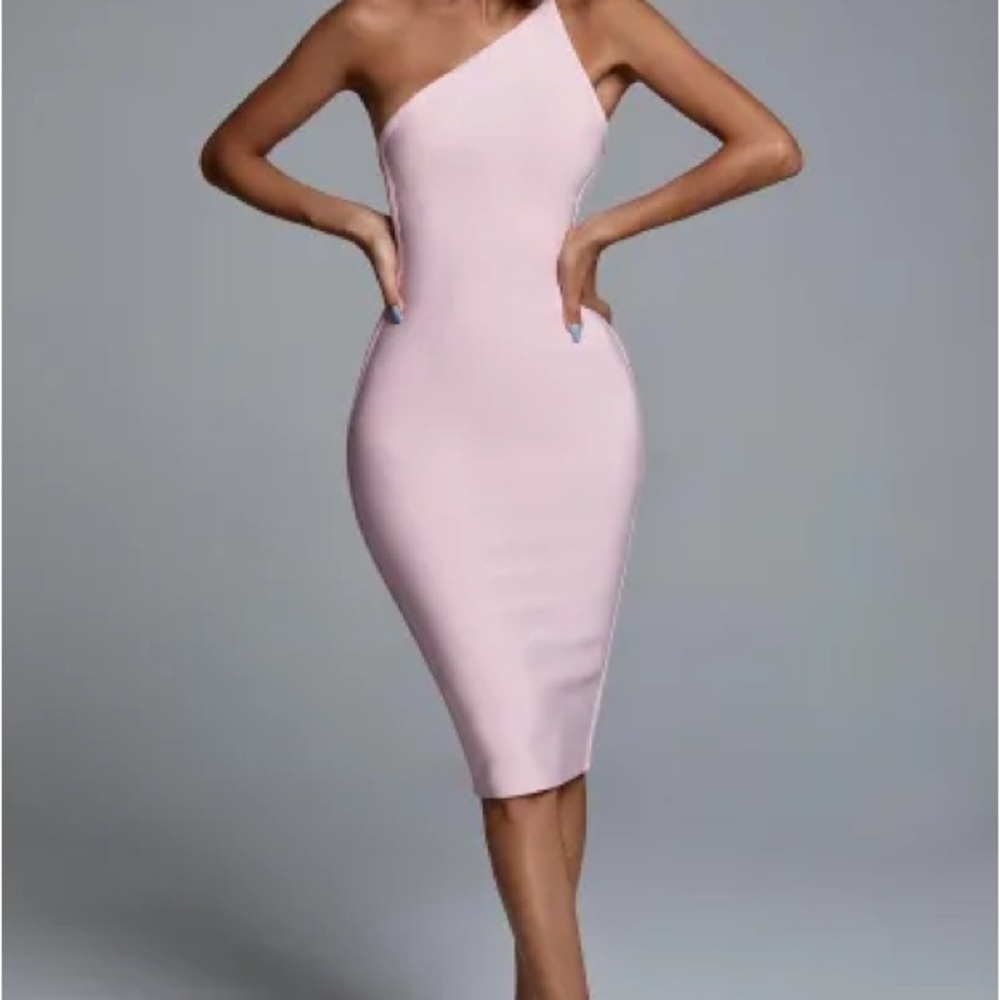 Elegant Off the Shoulder Pink Bandage Dress